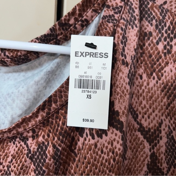 NWT Express Snake Skin Print Long Sleeve London Ultra Soft Jersey Shirt Size XS - Picture 5 of 11